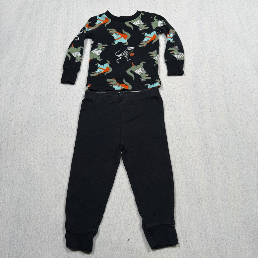 Carters Just One You Baby Boys 12M Halloween Dinosaur Pajama Set Black 2pc